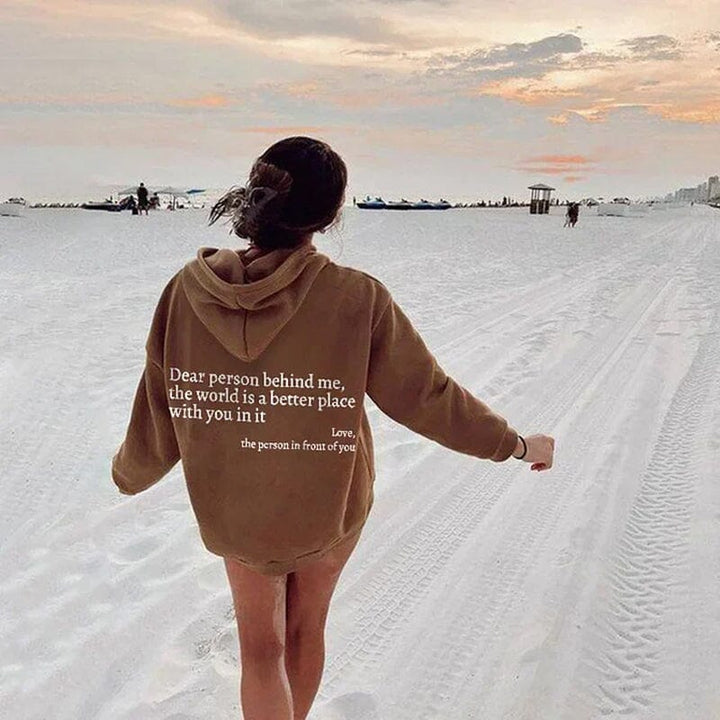 "Hoodie Cher Personne Derrière Moi" Khaki
