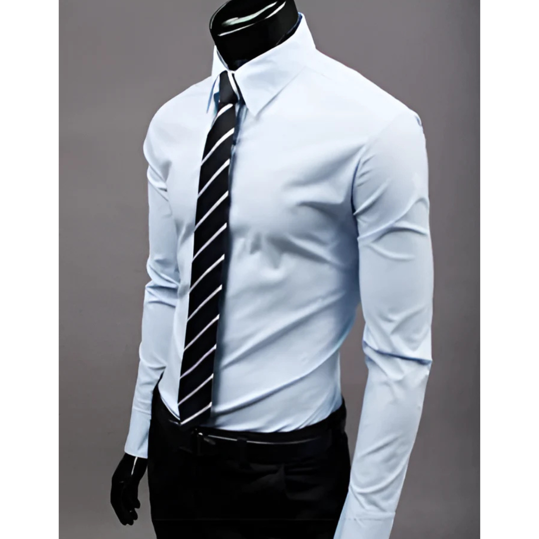 Levoire | Blouse à manches longues Slim Fit avec fermeture à boutons Bleu pâle
