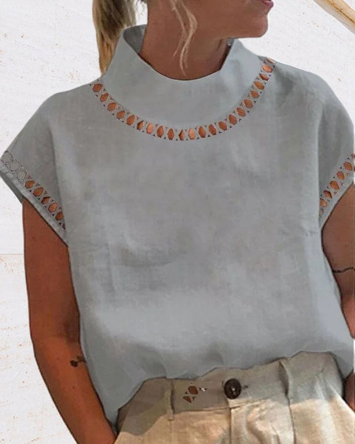 Levoire | Blouse En Dentelle Unie Avec Col Montant