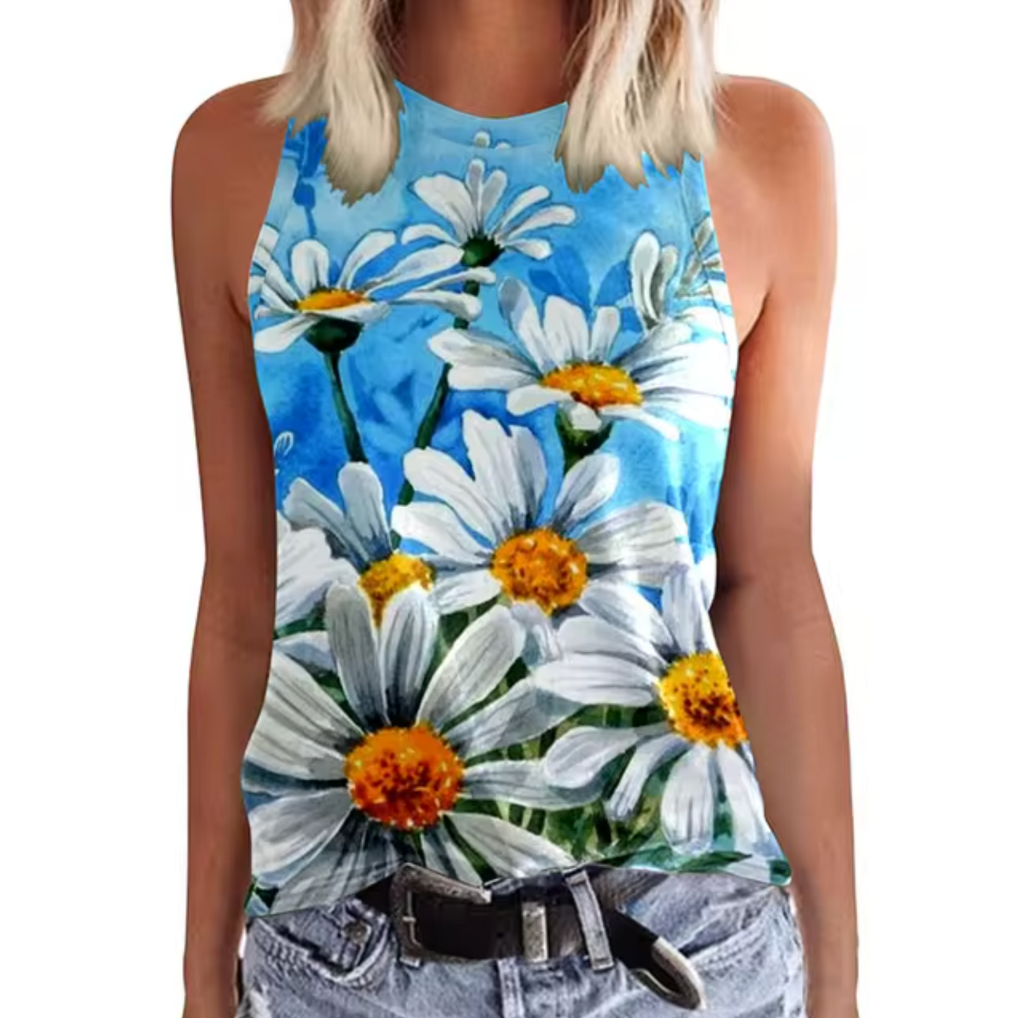 Levoire | T-Shirts Sans Manches Avec Imprimé Floral Bleu