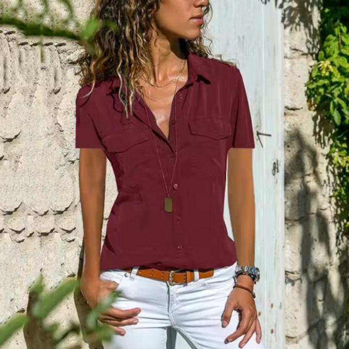 Levoire | Haut À Manches Courtes En Design Uni vin rouge