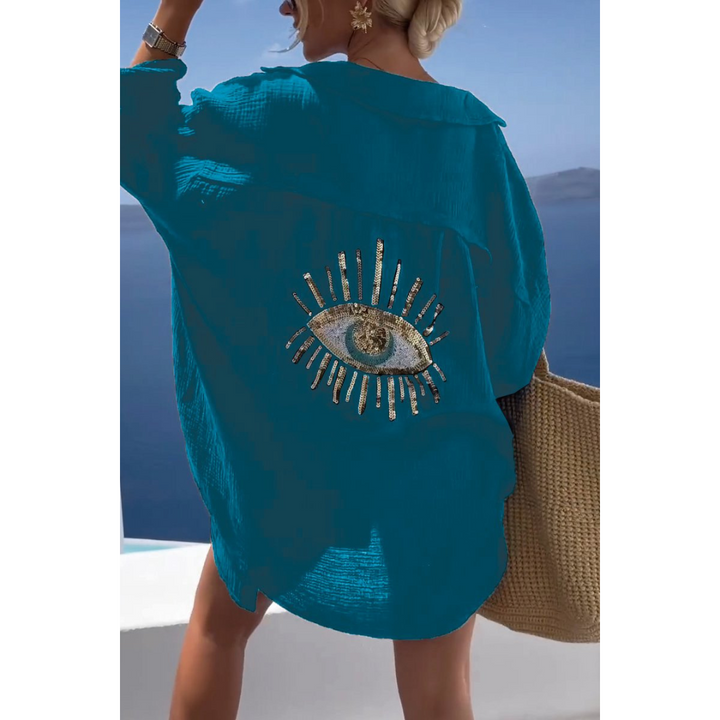 Levoire | Chemise Surdimensionnée Boutonnée Pour - Femmes - Coupe Ample Bleu