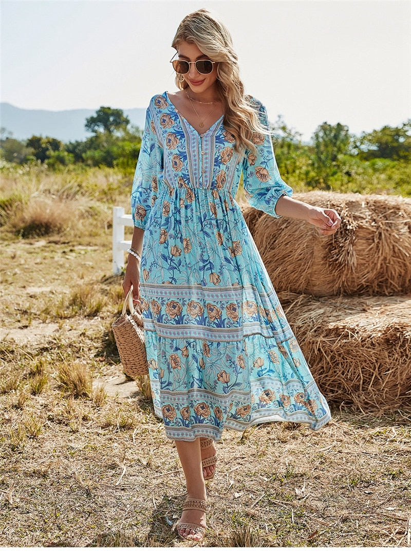 Levoire | Robe Élégante Avec Motif Florale Pour Dames