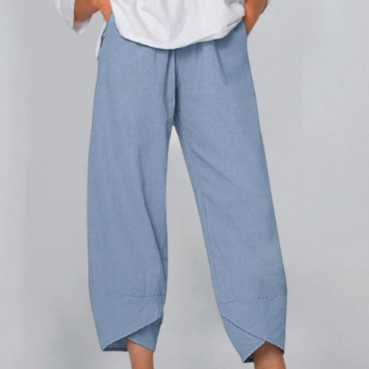 Levoire | Pantalon femme en coton léger et lin, confort d'été pour femmes Bleu clair