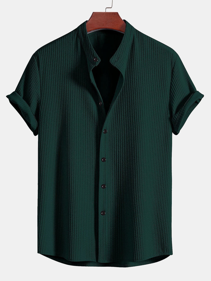 Levoire | Chemise Courte À Côtes Muscle Fit Vert Dunkel