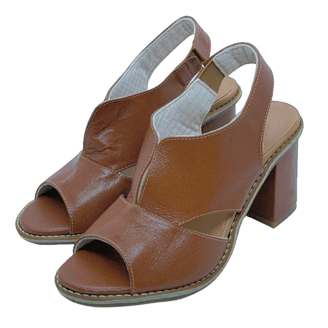 Levoire | Sandales À Levoire | Talons Peep Toe Pour - Femmes - Été Marron Clair