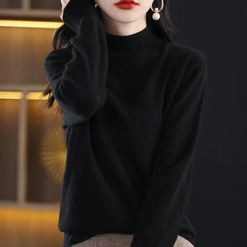 Levoire | Cachemire Pull Femme Col Haut, Doux & Design Intemporel Noir