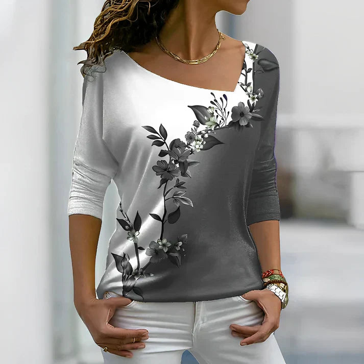 Levoire | T-Shirt À Manches Courtes Floralskontrasti Gris
