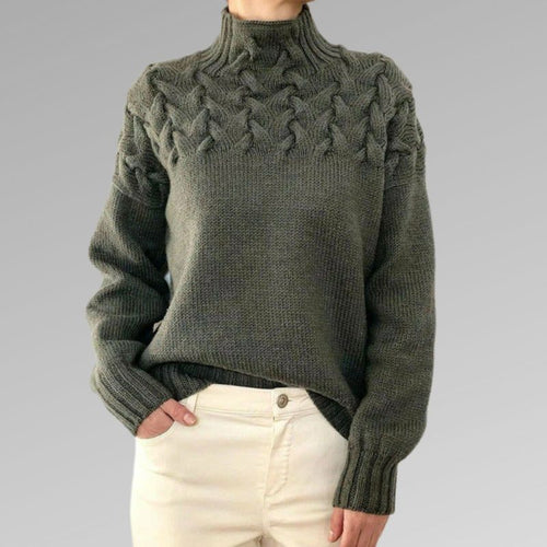 Levoire | Pull femme avec détail tissé vert