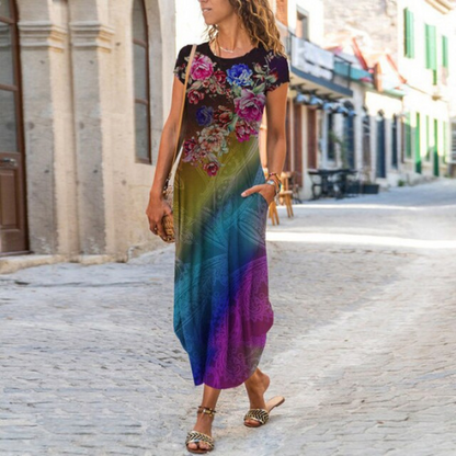 Levoire | Maxi-Robe Longue À Motifs, Confectionnee En Coton Et Lin