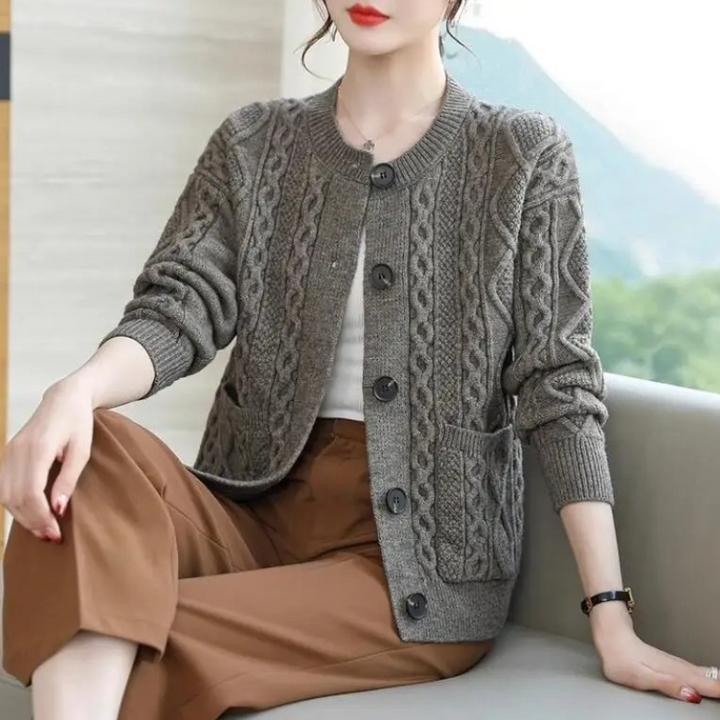 Levoire | Gilet pour Femme avec Col Rond et Boutonnage Gris