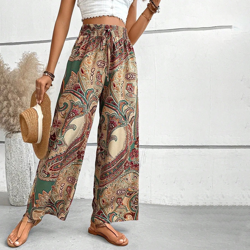 Levoire | Boho Pantalons D'Été Taille Haute Imprimées