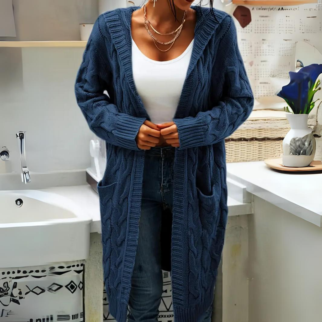 Levoire | Veste À Capuche En Tricot Grande Taille Confortable Bleu