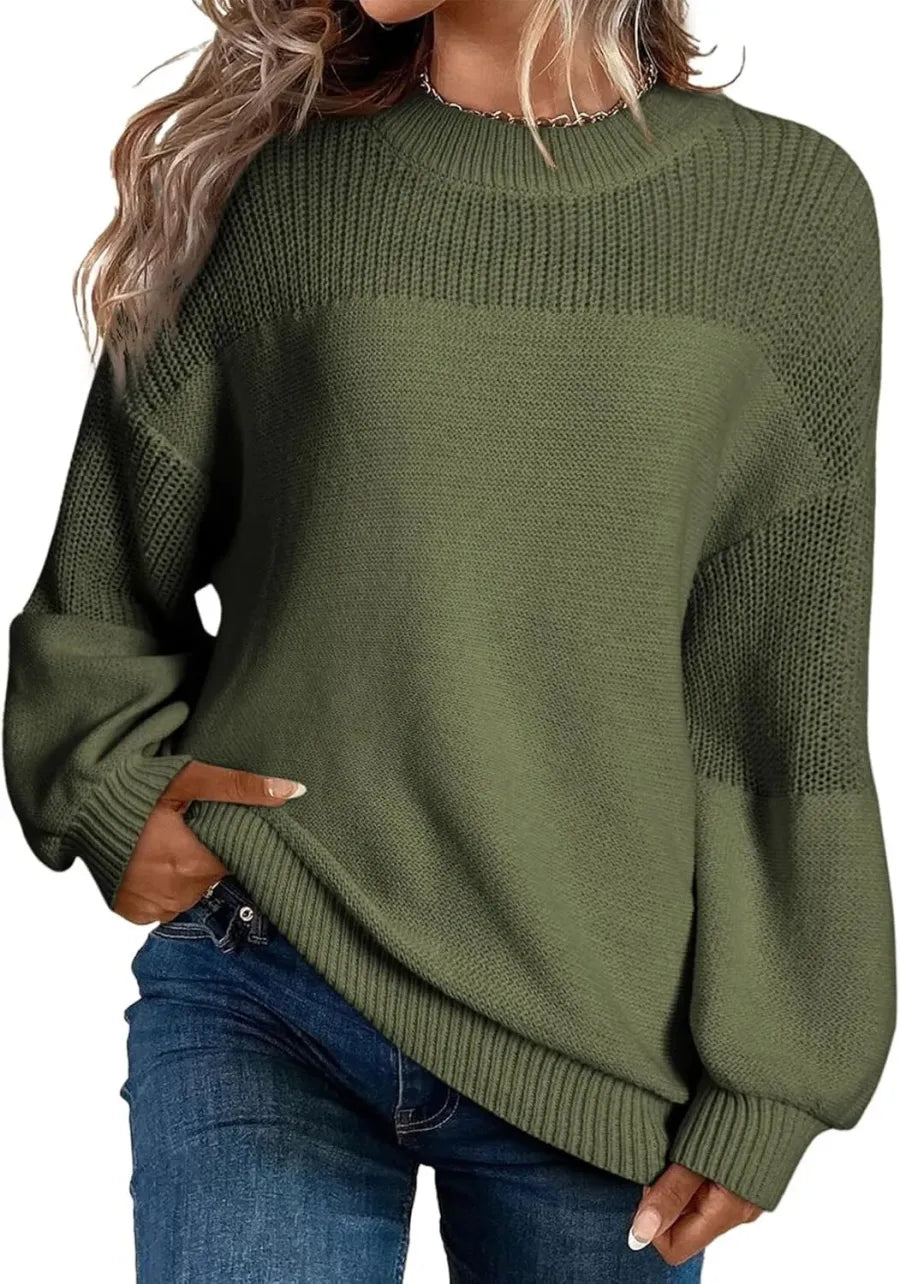 Levoire | Pull en tricot pour femmes Pull surdimensionné doux dans un style minimaliste Vert armée