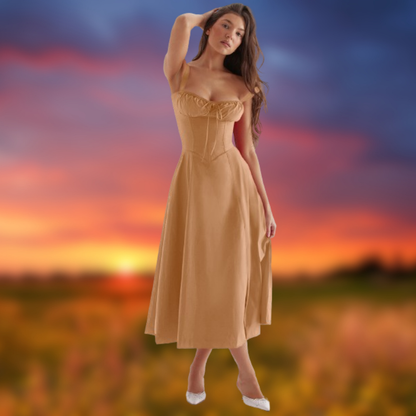 Levoire | Robe de soirée élégante à bretelles Caramello