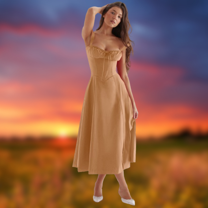 Levoire | Robe de soirée élégante à bretelles Caramello