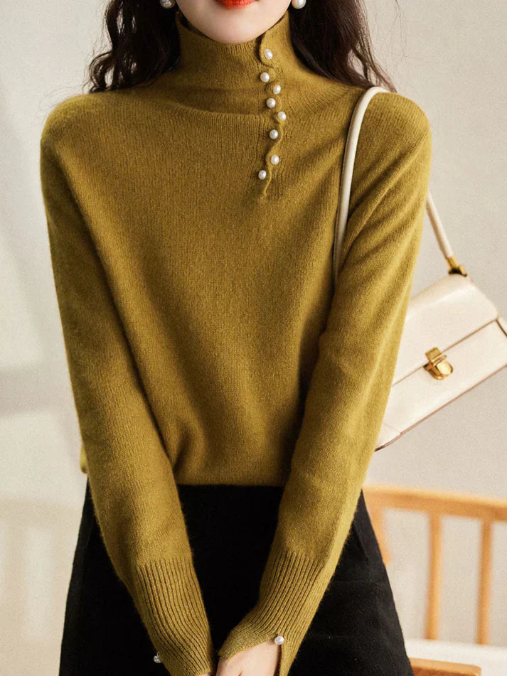 Levoire | Pull Vintage À Boutons Avec Sensation De Cachemire Jaune