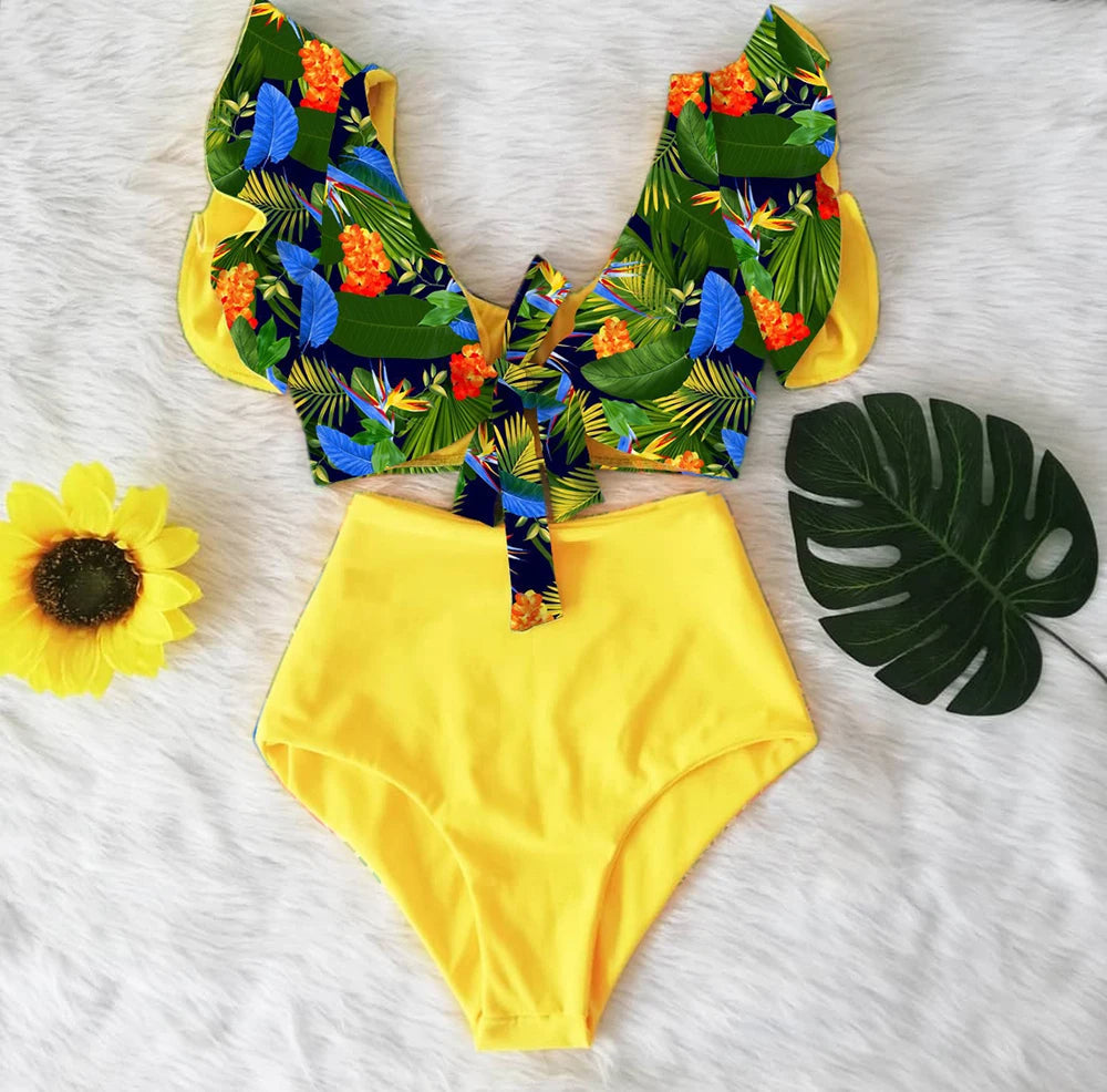 Levoire | Bikini Eline Tropical - Coloré Et Sexy Souci jaune