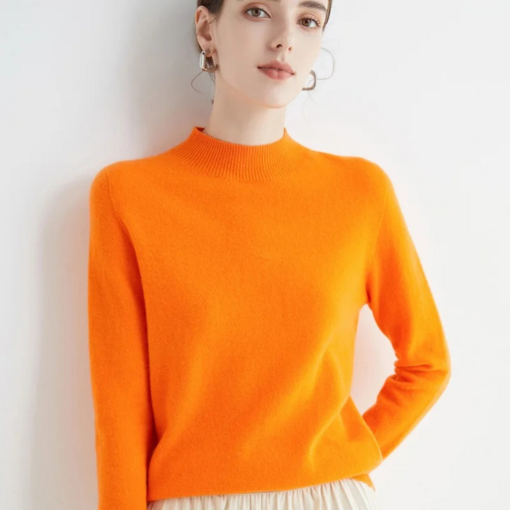Levoire | Cachemire Gilet Femme Col Rond Doux et Léger Pull Orange