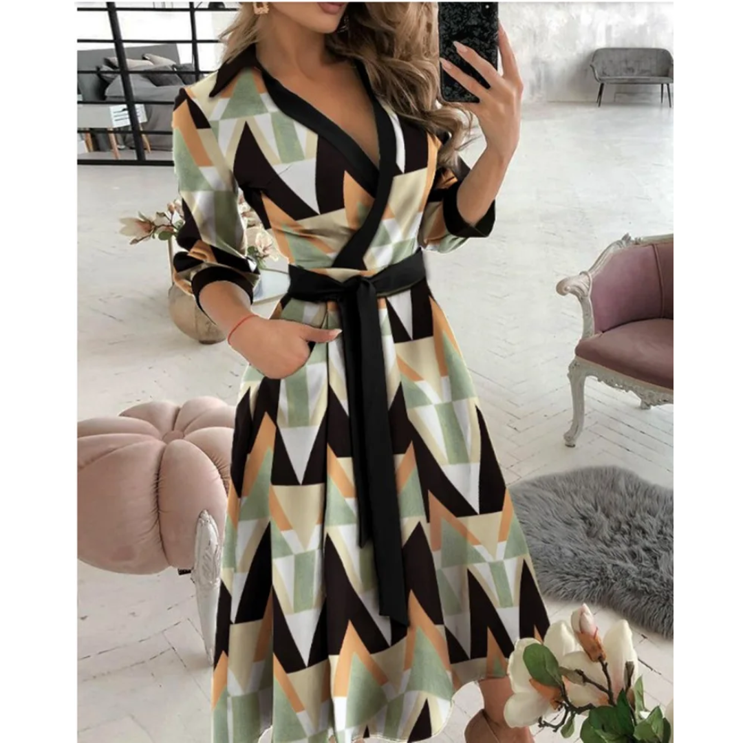 Levoire | Robe Midi Croisée Avec Décolleté en V Pour Femmes Noir 3