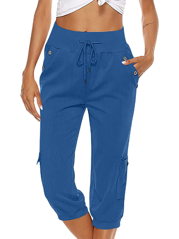 Levoire | Pantalon Confortable Pour Femmes Avec Cordon Et Poches Bleu