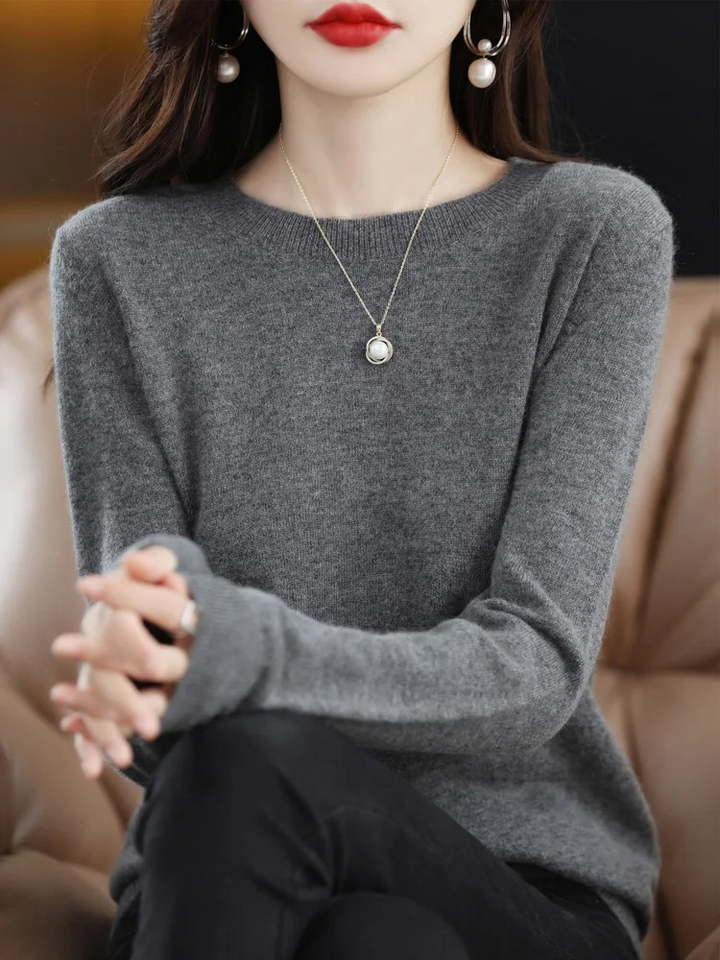 Levoire | Cachemire Tricot Femmes Col Ronde, Doux & Chaud Luxe Gris