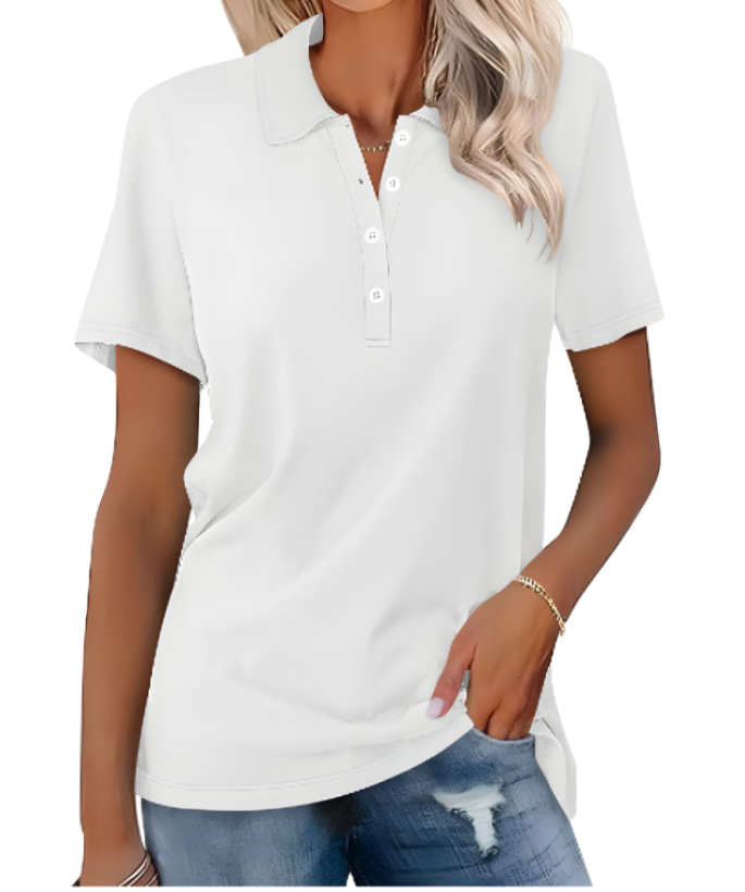 Levoire | Polo Femme Durable à Boutons Blanc