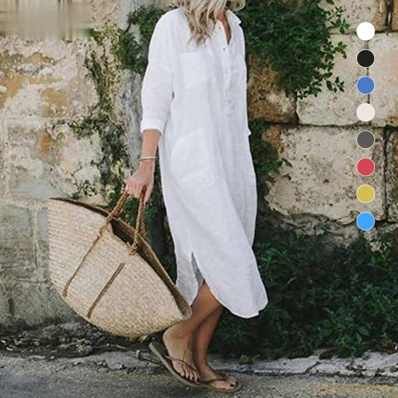 Levoire | Femmes Élégant Robe Chemise Unie Avec Découpe Robe Femme