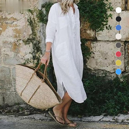 Levoire | Femmes Élégant Robe Chemise Unie Avec Découpe Robe Femme