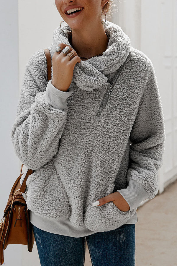 Levoire | Haut De Streetwear Avec Col Rabattable En Couleur Unie Gris clair
