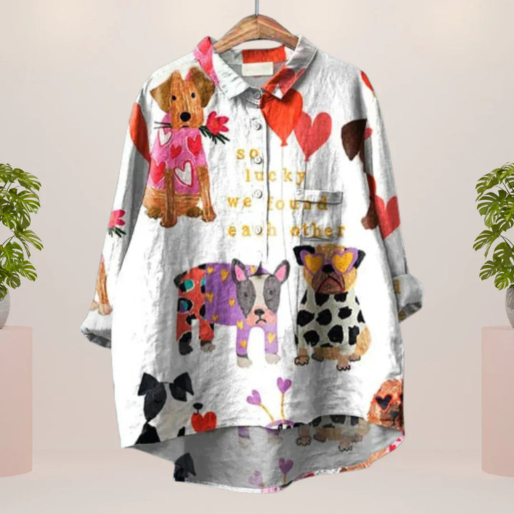 Levoire | T-Shirt Play Avec Impression Artistique Chiots blancs