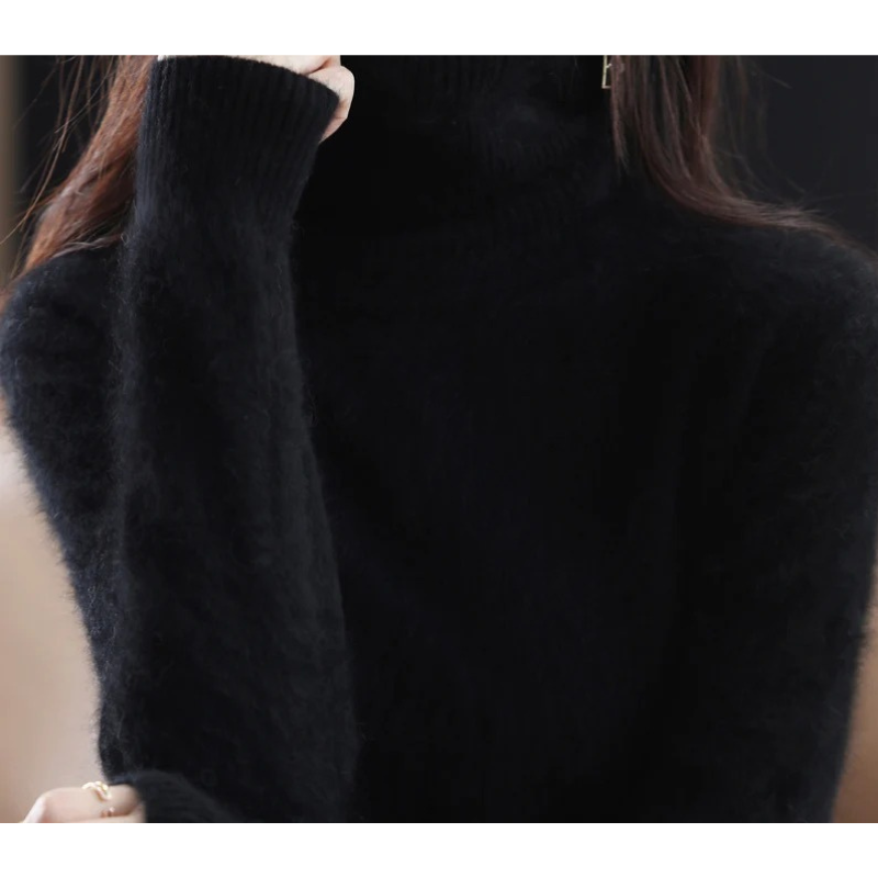 Levoire | Pull à col rond pour femmes Pull en tricot doux, élégant et chaud Noir