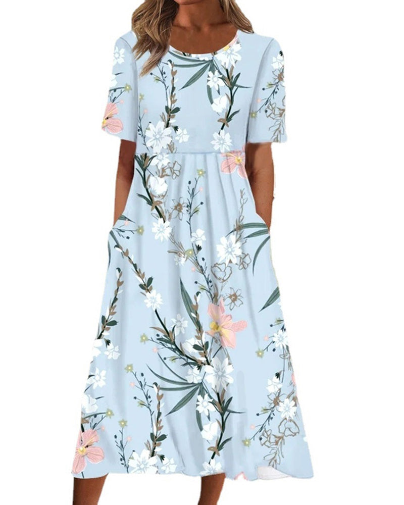Levoire | Robe à manches courtes imprimée avec encolure ronde