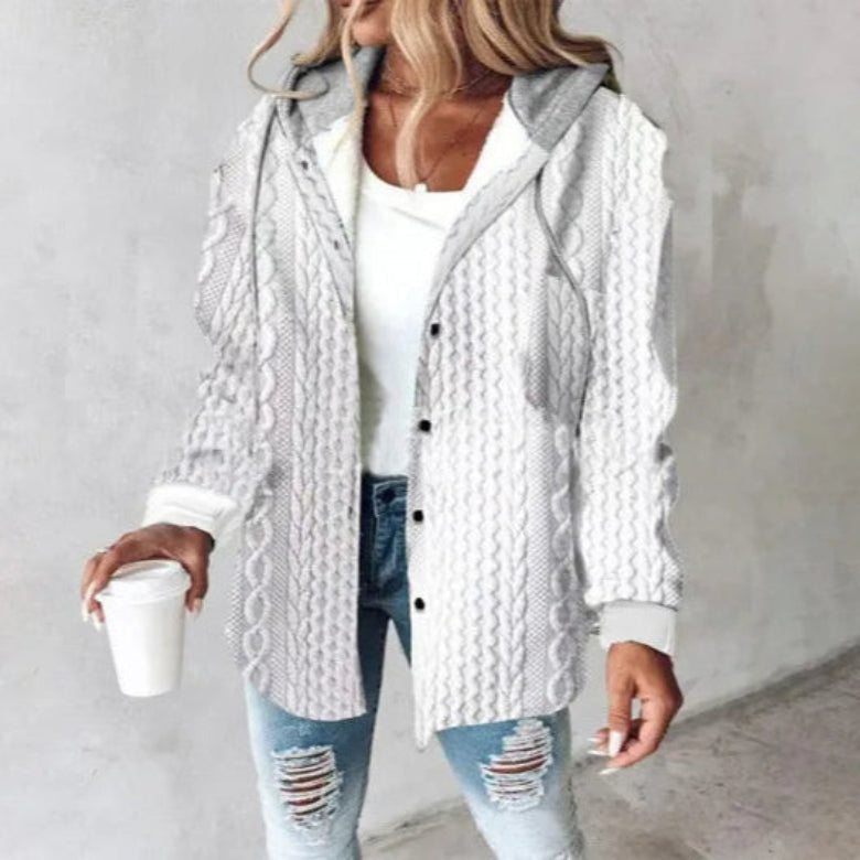 Levoire | Veste à Capuche À Motifs Pour Femmes Gris clair