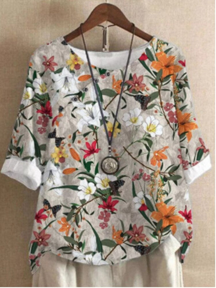 Levoire | Blouse Pour Dames Imprimee Confortable Orange
