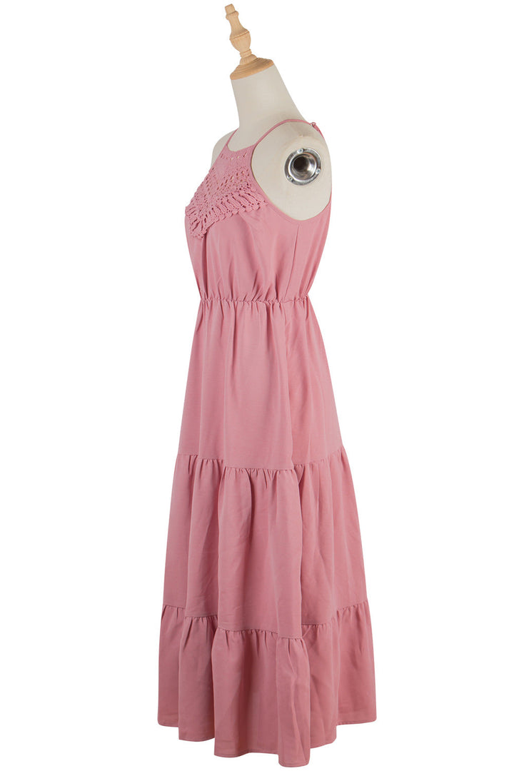 Levoire | Robe de plage boho en crochet à bretelles maxi longue