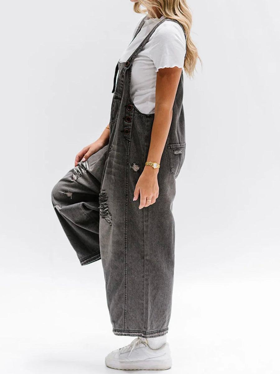 Levoire | Salopette En Jean Détachée En Look Usé