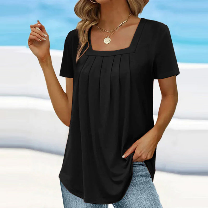Levoire | Chemise Drapée Élégante À Encolure Rectangulaire Noir karkea