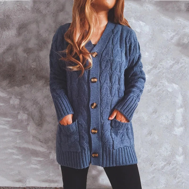 Levoire | Gilet à col haut pour femmes avec design en maille à cape Bleu
