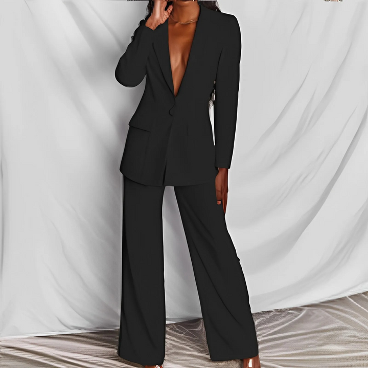 Levoire | Ensemble Deux Pièces Luxueux Pour Femme - Col En V Noir