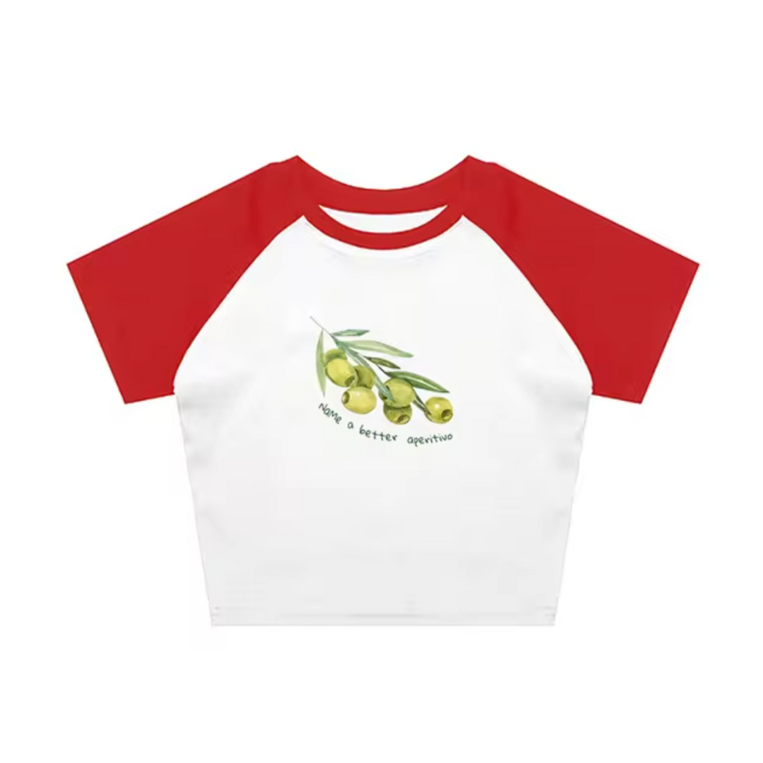 Levoire | Tops Avec Motifs D'Olives Blanc – manches rouges