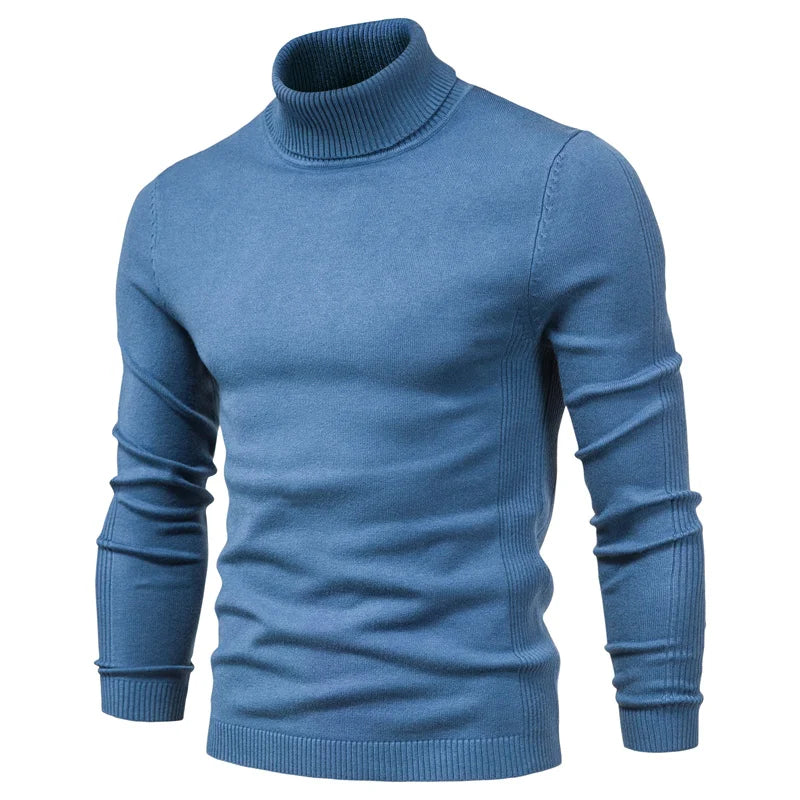 Levoire | Pull À Col Roulé Décontracté Pour Hommes Bleu