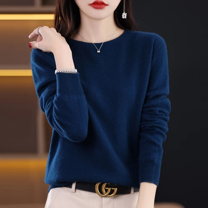 Levoire | Cachemire-pull Nuisettes Col Rond, Doux Luxe & Chaleur Bleu foncé