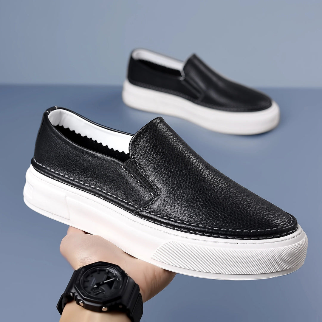 Levoire | Chaussures En Cuir Simples Pour Hommes Antidérapantes Avec Semelle En Caoutchouc Confortable 906【Noir】