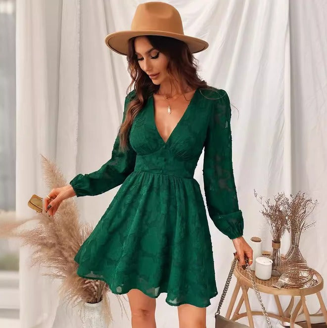 Levoire | Robe Satin Délicate À Manches Courtes Vert