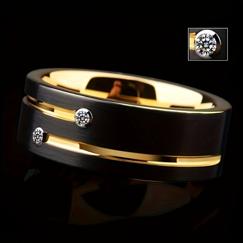 Levoire | Large Black And Gold Stainless Steel Ring Inspired By The Vintage Unisex Statement Piece
