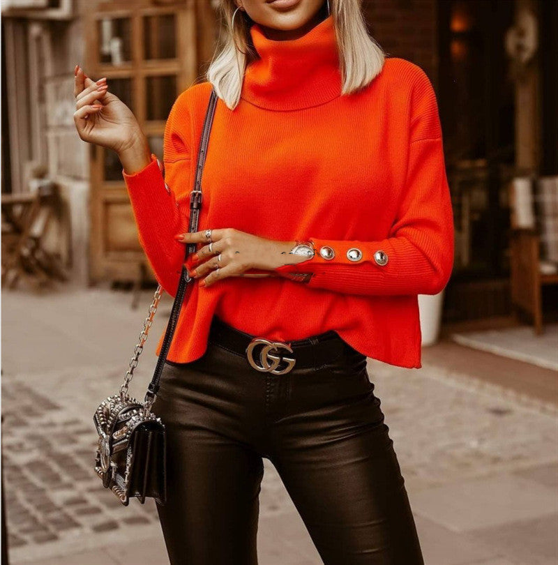 Levoire | Pull À Col Roulé Élégant Orange