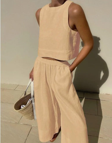 Levoire | Ensemble De Crop Top Et Pantalon Deux Pièces Khaki