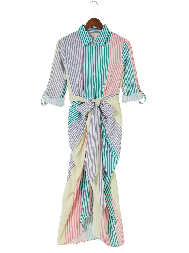 Levoire | Robe Maxi Avec Imprimé À Rayures Colorées