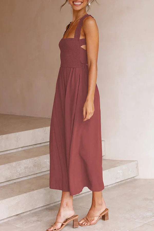 Levoire | Robe midi avec poches et dos croisé froncé